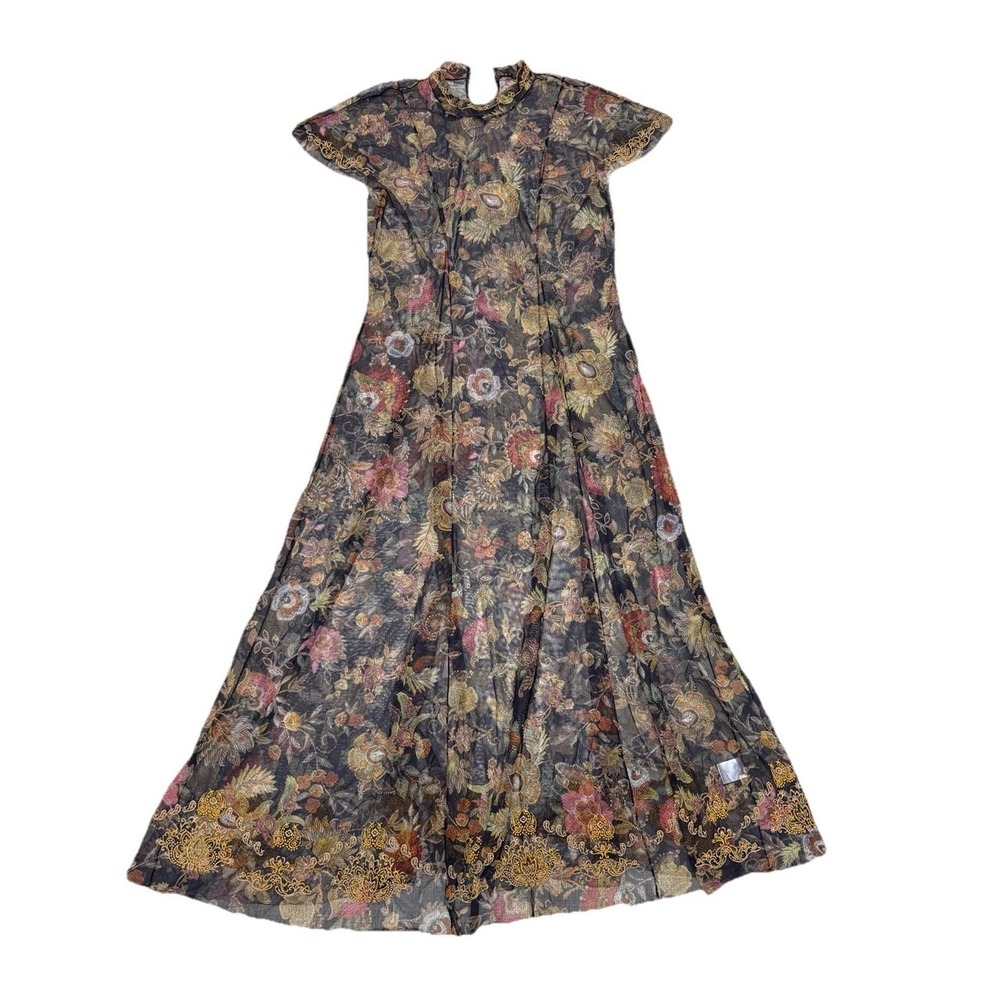 Johnny Was Kaimarie Mesh Dress Size S Overlay Embroidered Floral